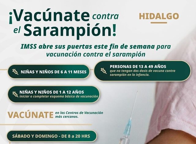 Llaman a vacunarse contra sarampión este fin de semana.